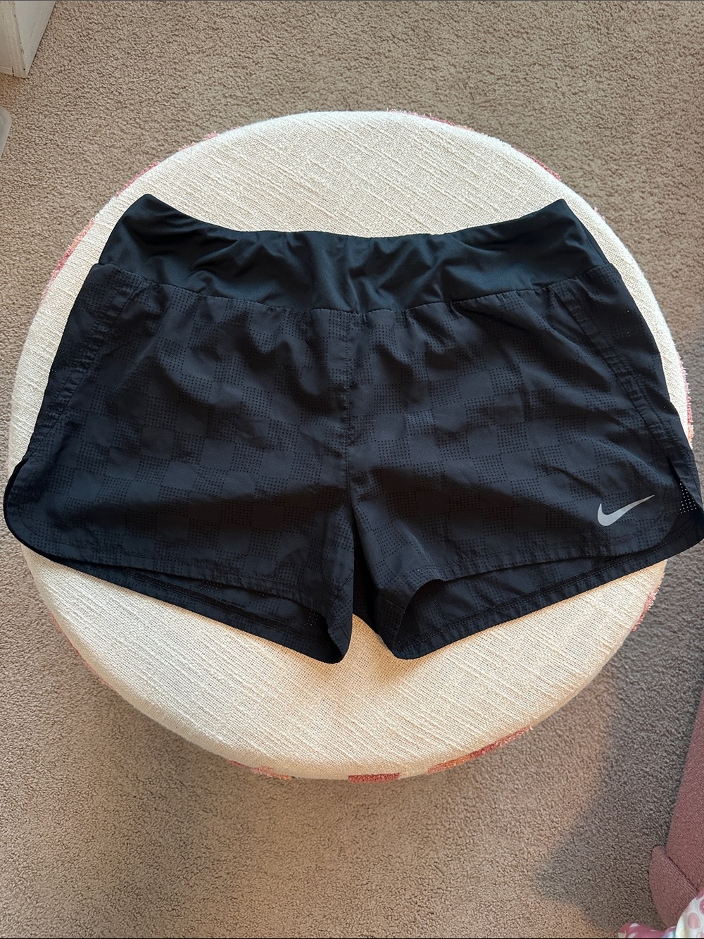 Nike Women’s Black Athletic Shorts with Reflective Swoosh.  Size Large
